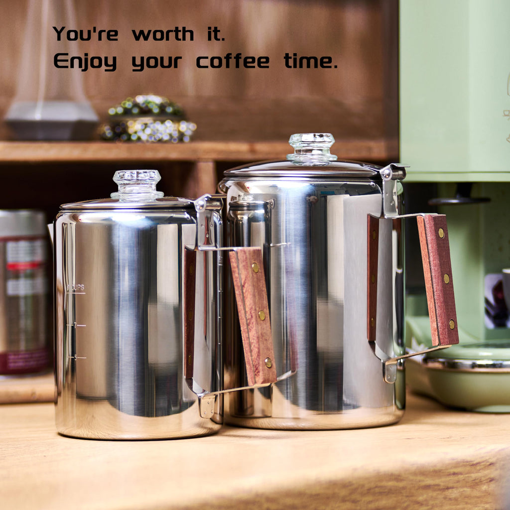Stainless Steel 9 Cup Camping Coffee Percolator H332336