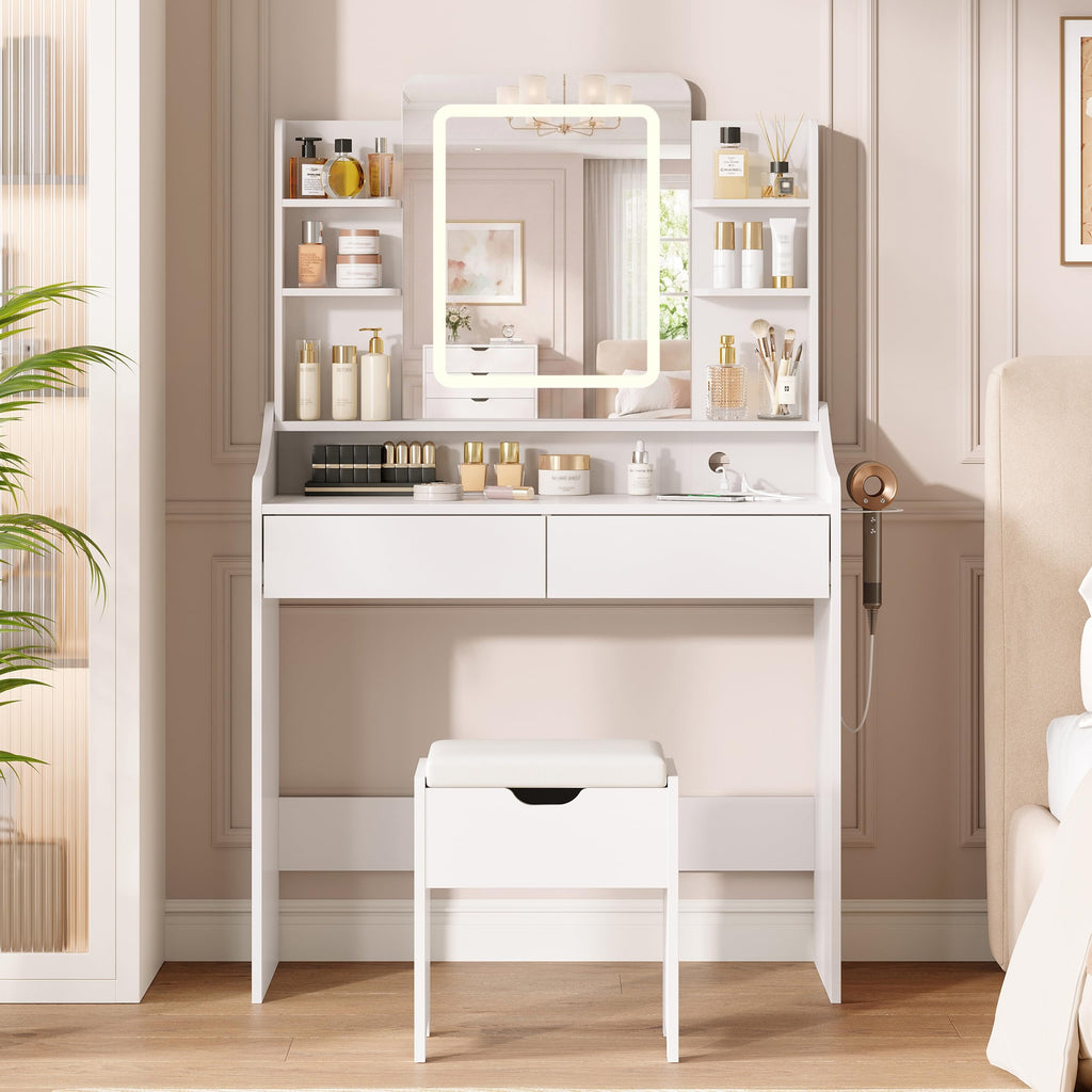 Vanity Desk with Lighted Mirror Y76068