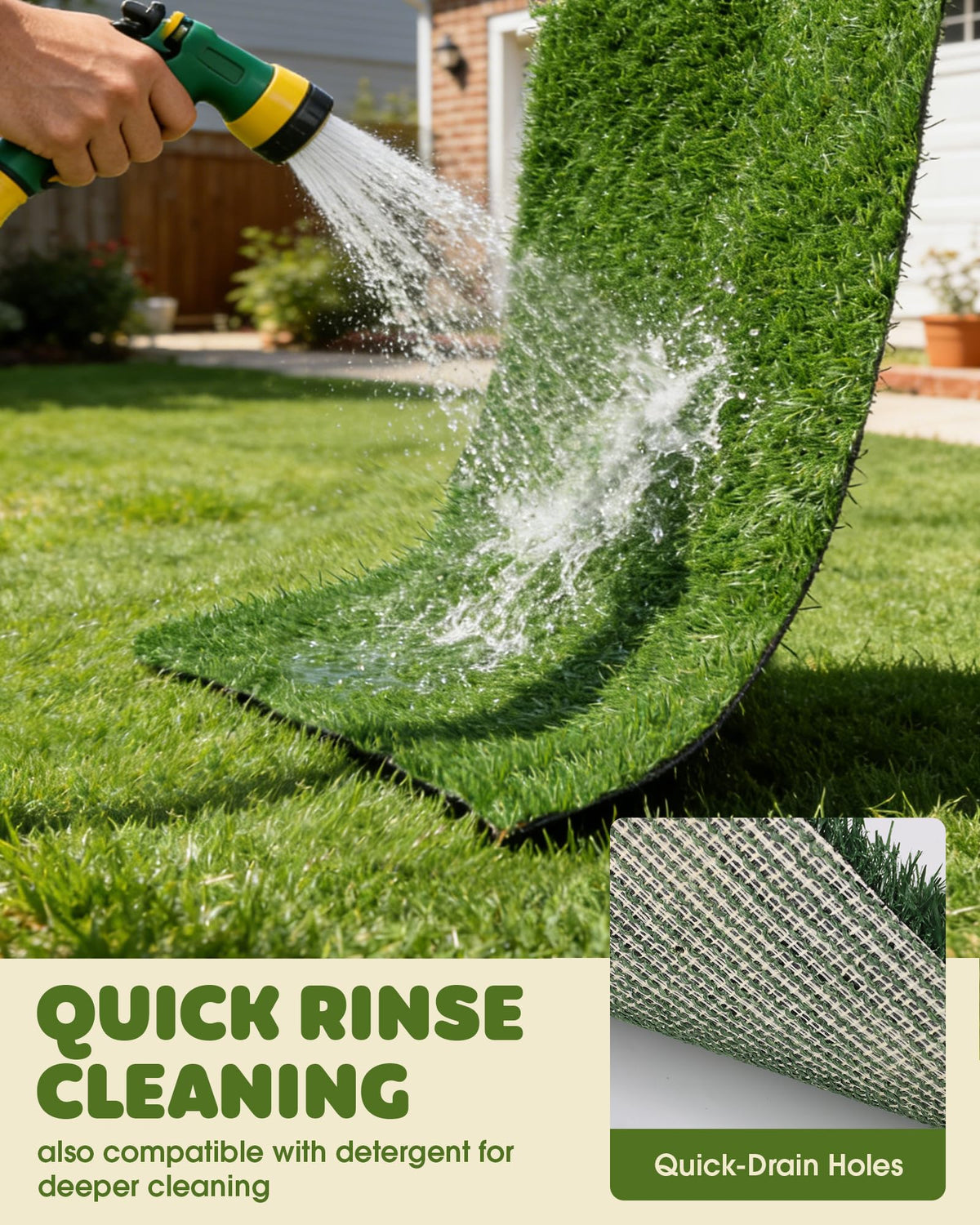 Grass Pad for Dogs Potty, 3-Layer Reusable, Washable, 30 x 20 in A854683