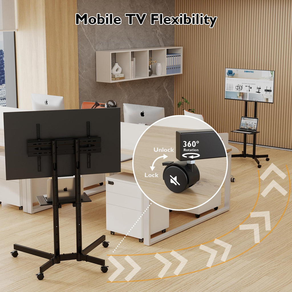 Rolling TV Stand with Tilt, Black X260