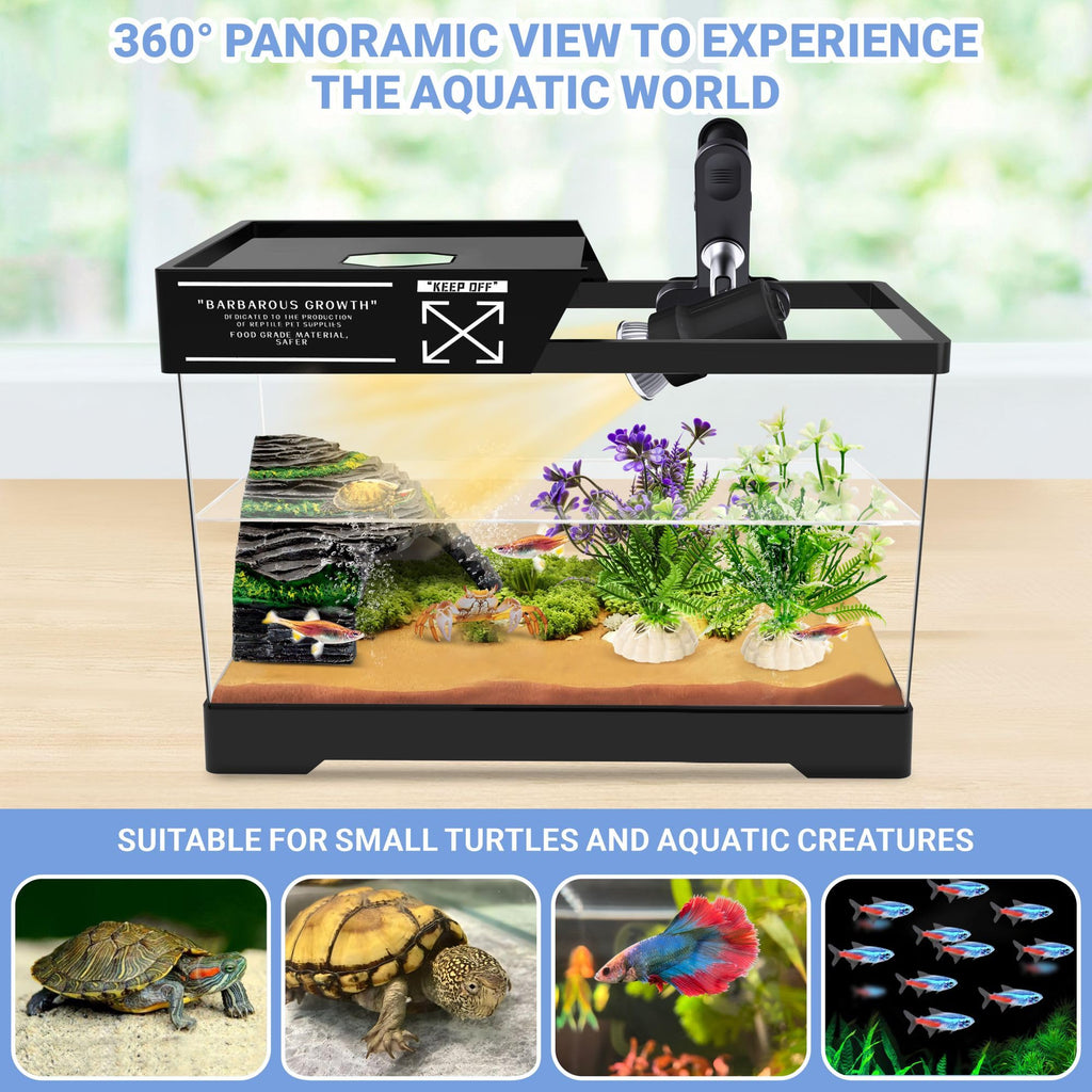 Mini Turtle Tank Kit with Adjustable Lamp and Lid K364836