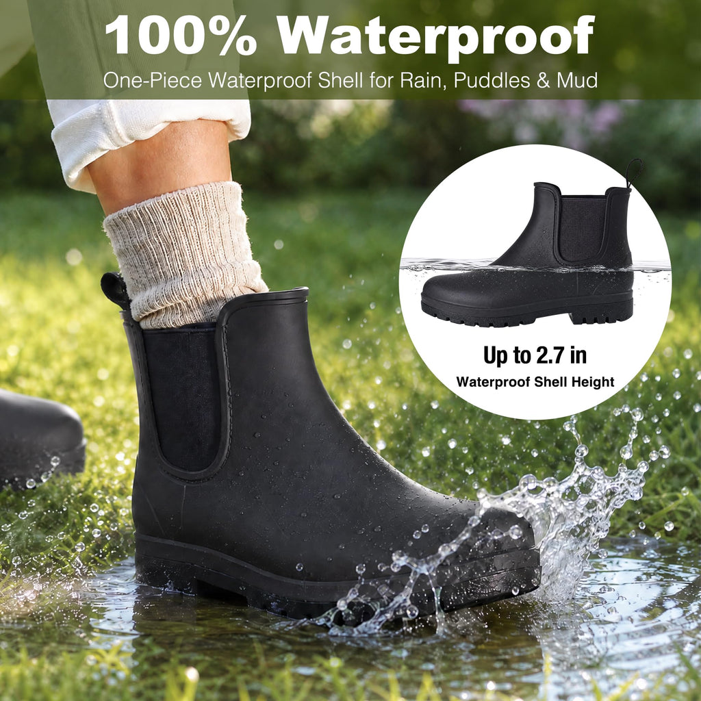 Short Waterproof Chelsea Ankle Rain Boots L916