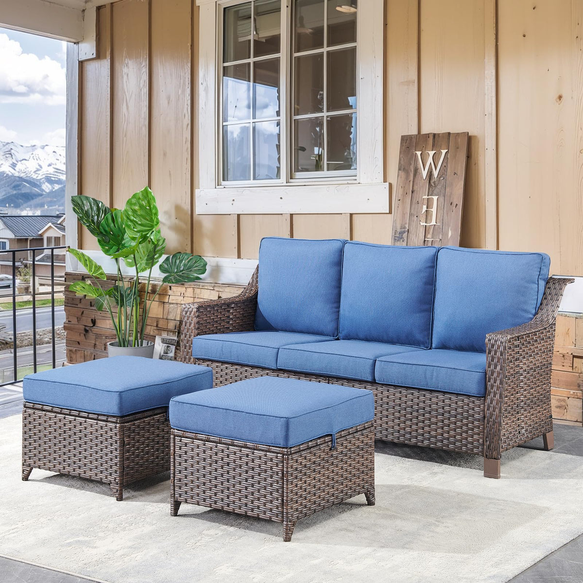 Brown PE Wicker Outdoor Sofa S137