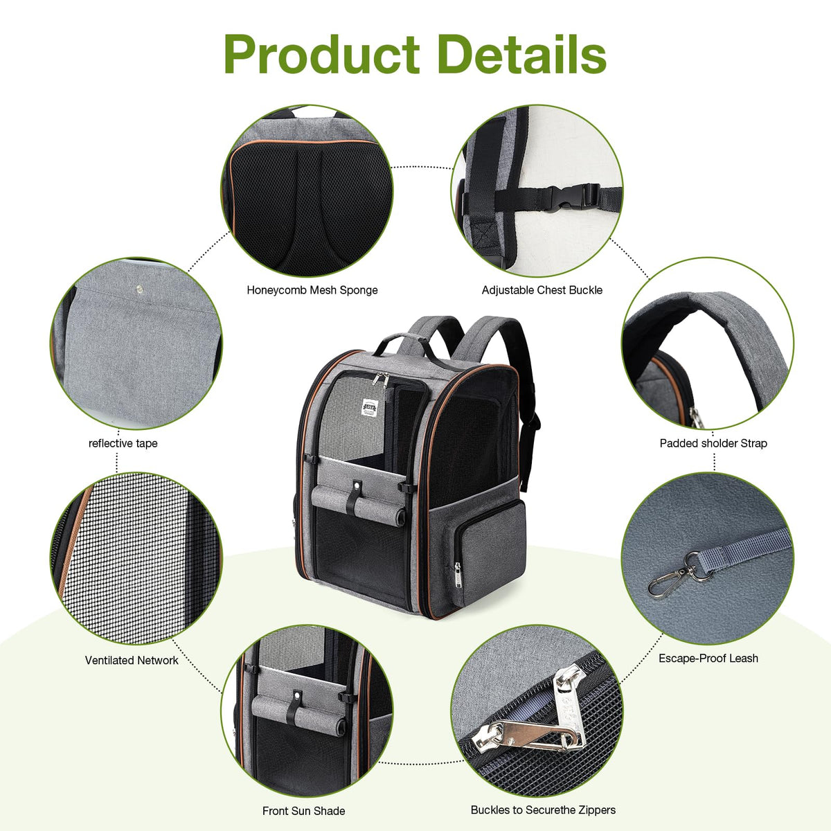 Expandable Cat Carrier Backpack with Sun Shade Q51306