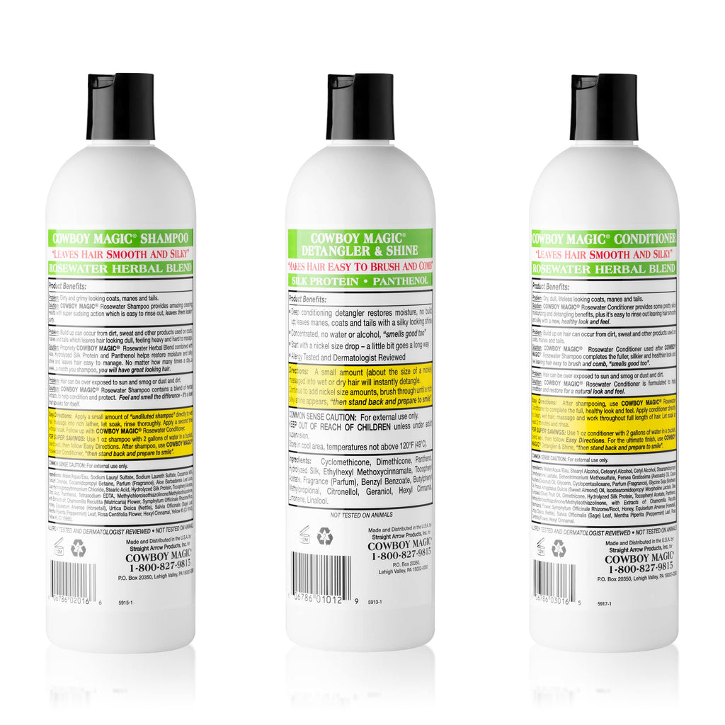 Shampoo + Conditioner + Detangler & Shine 16 Ounce each Silk Panthenol Honey O5786