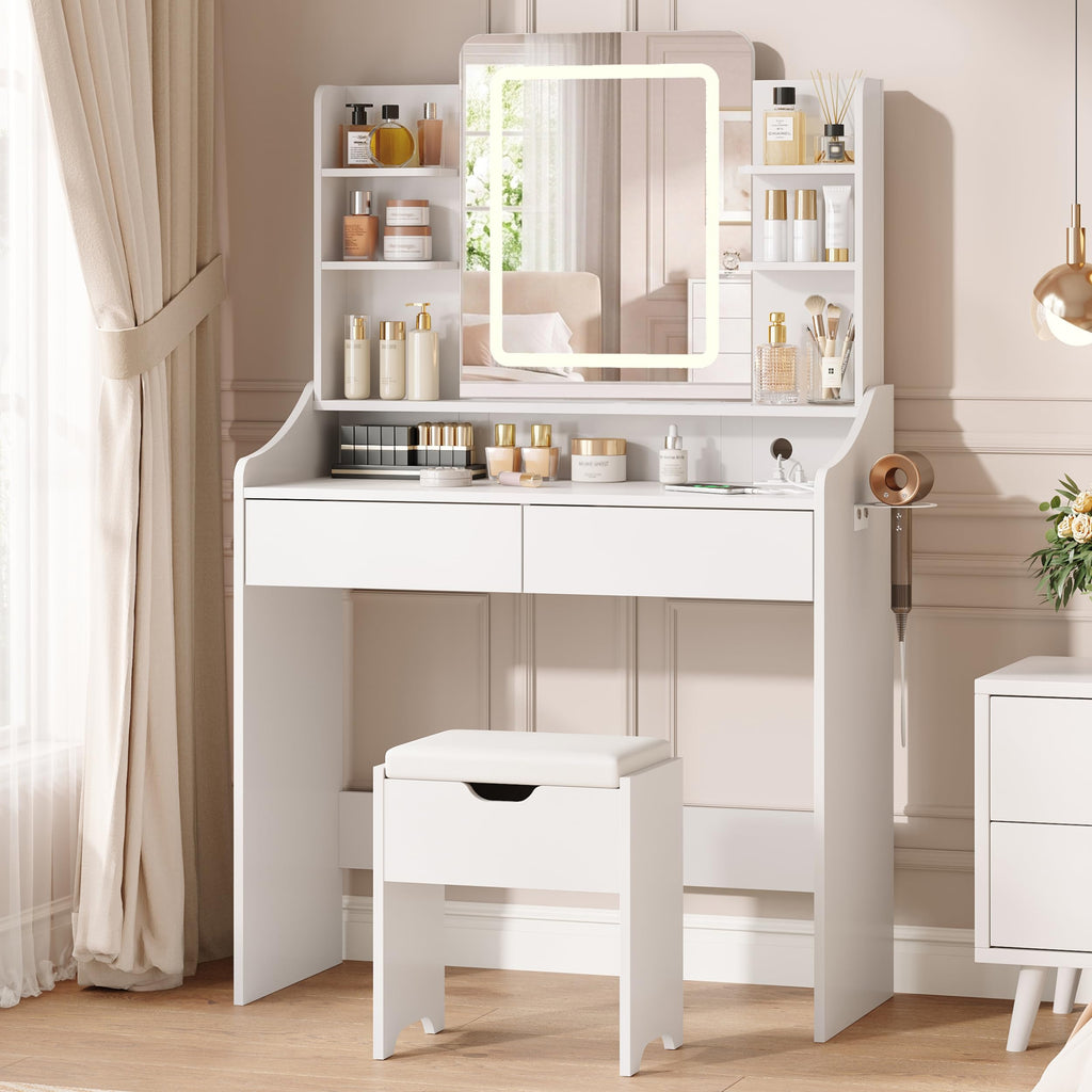 Vanity Desk with Lighted Mirror Y76068