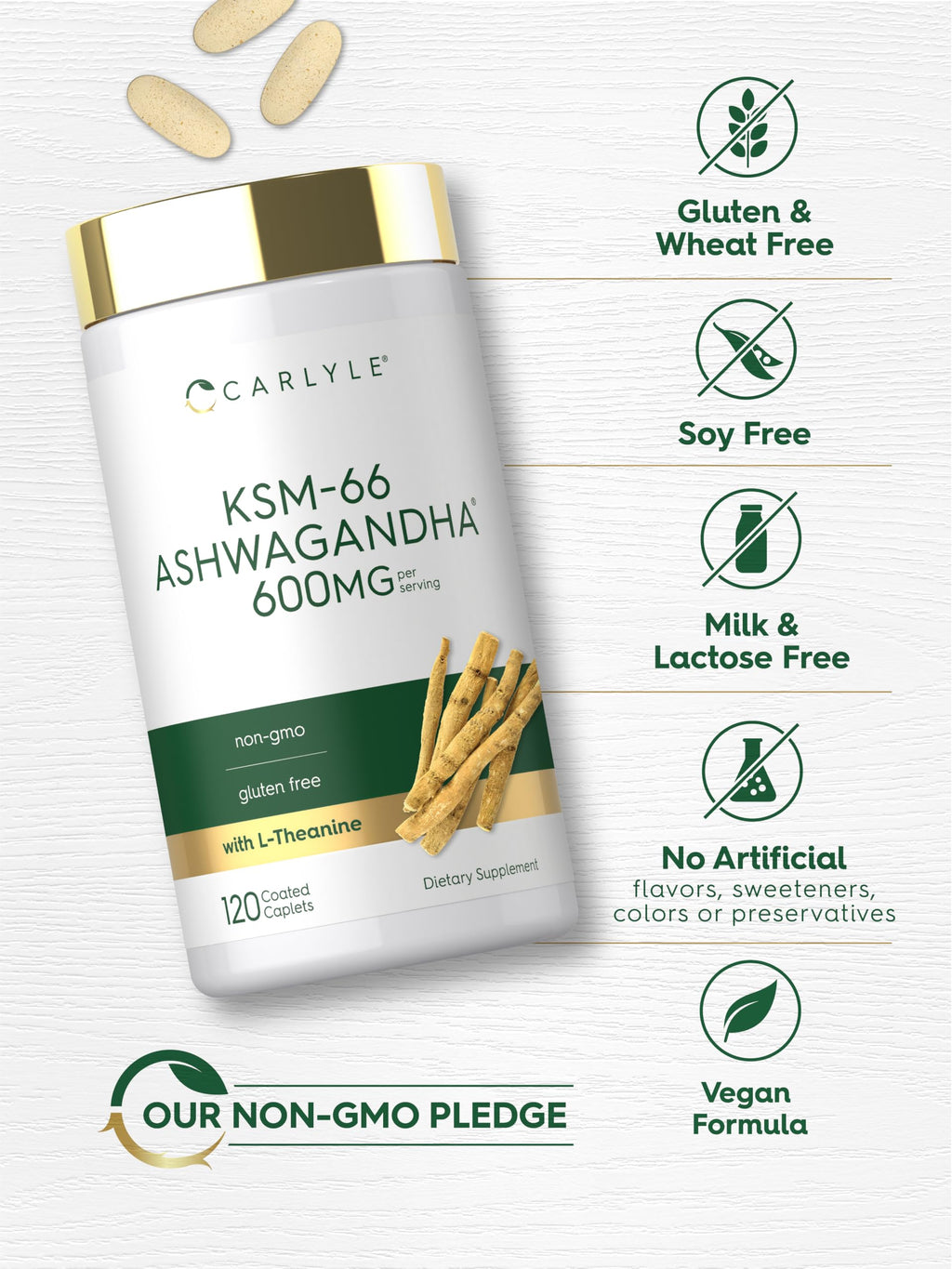Ashwagandha Root Extract 600mg 120 Vegan Caplets X489