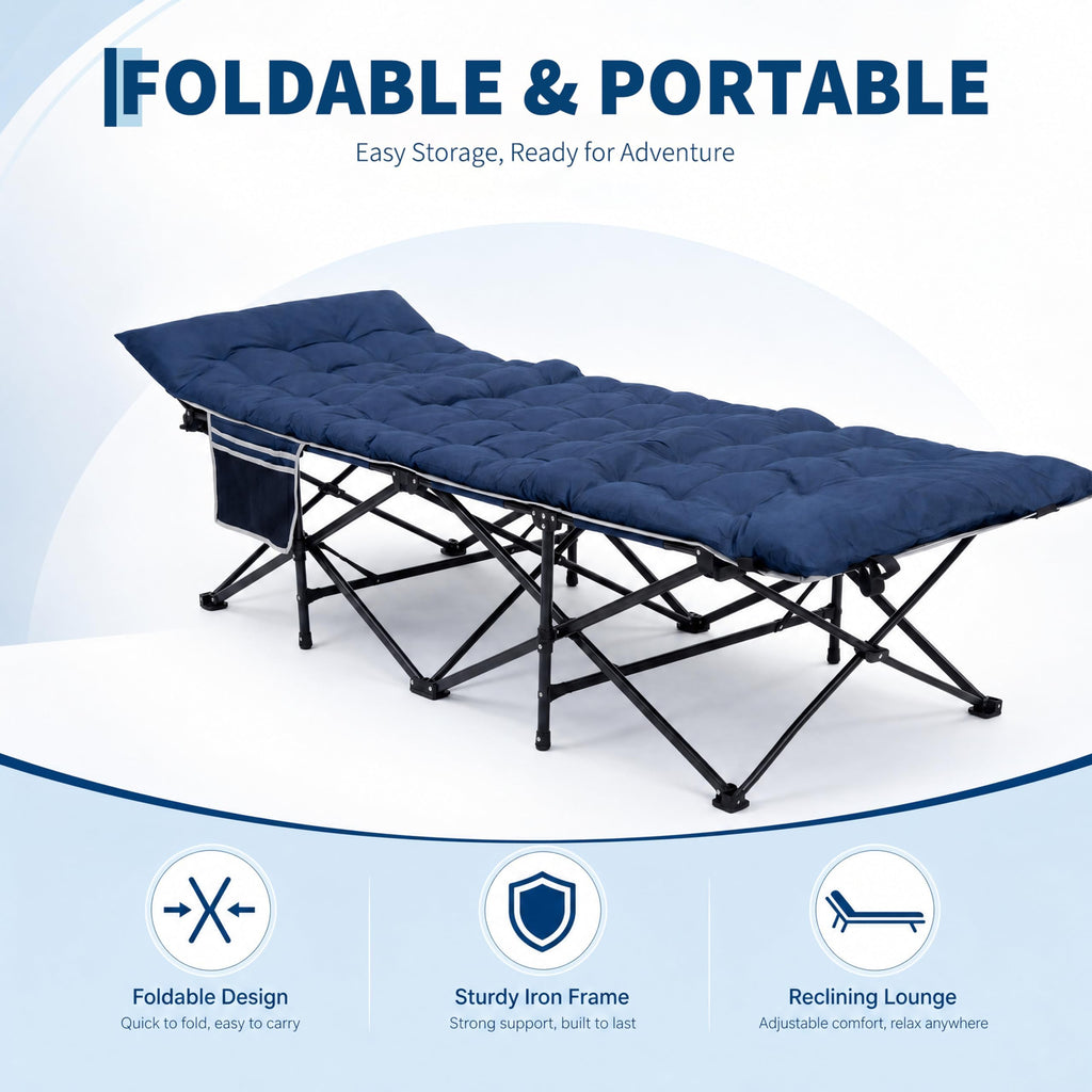 Blue 600 Lb Capacity Folding Camping Cot J42420