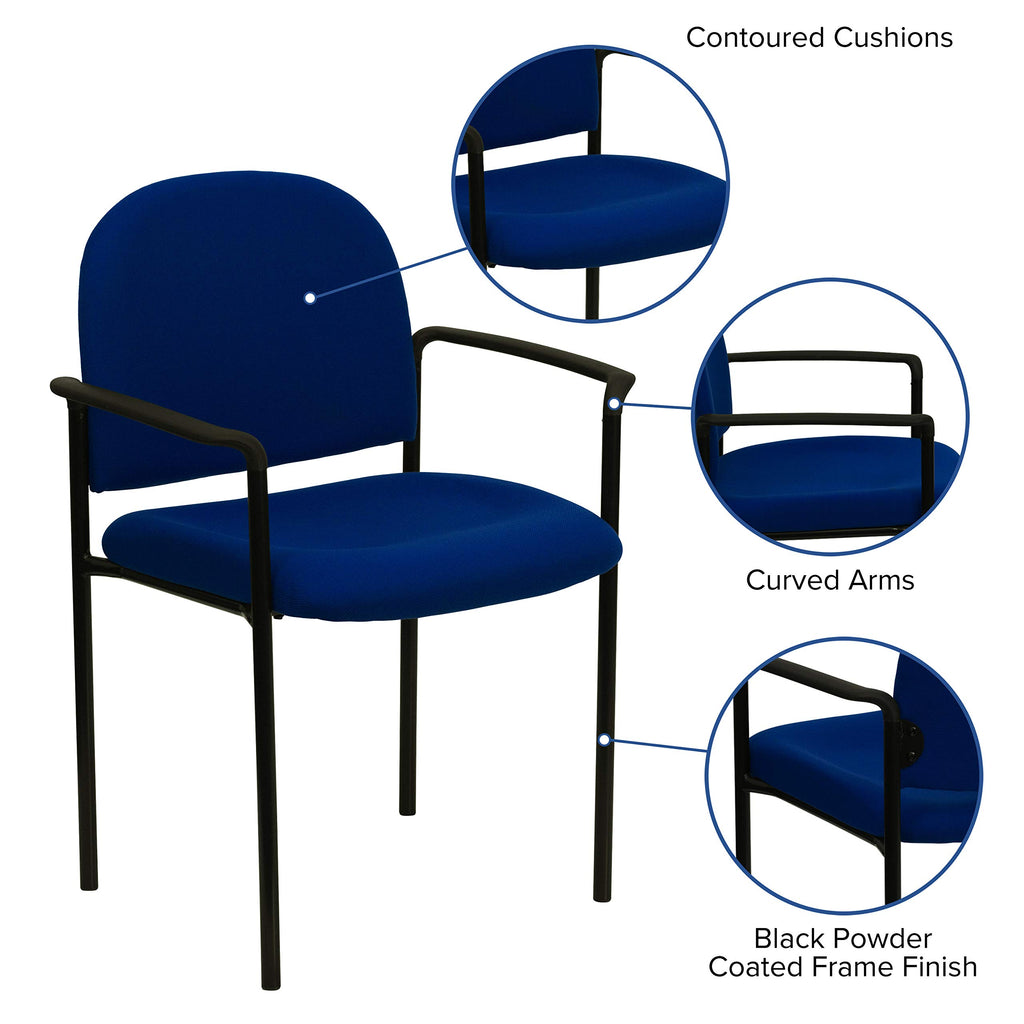 Navy Fabric Stackable Steel Side Chair U729