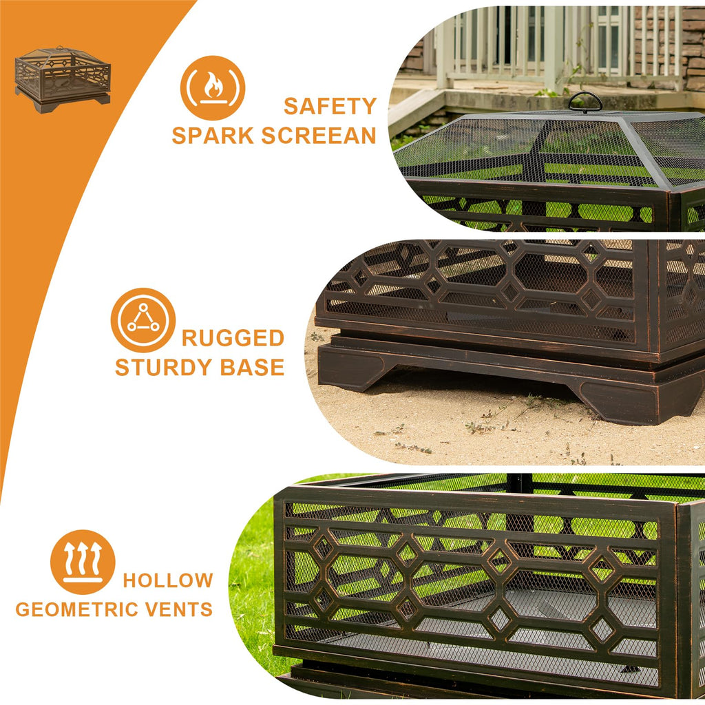 32 Inch Wood Burning Outdoor Fire Pit Y11683