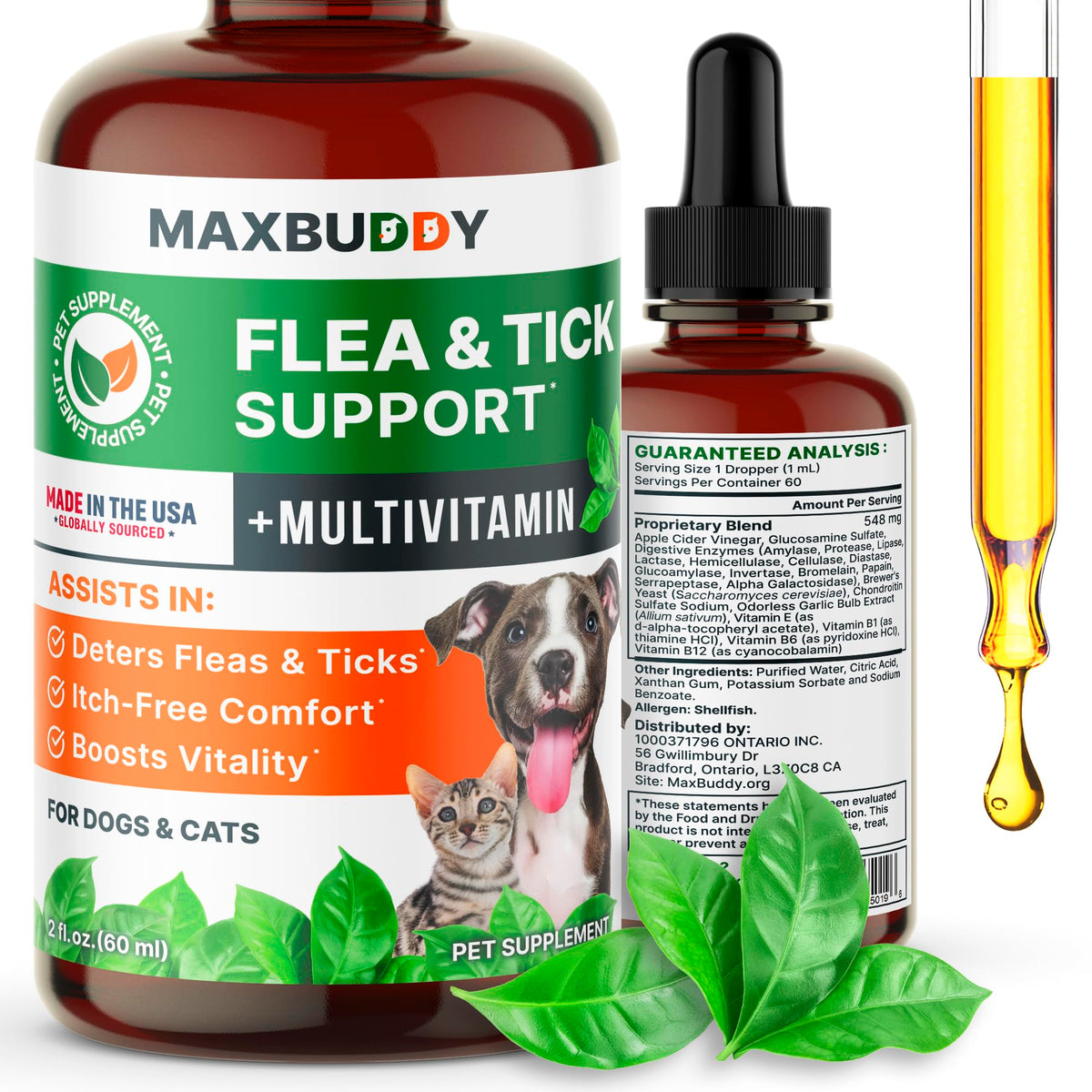 Natural Flea and Tick Oral Supplement Drops for Dogs and Cats A81710