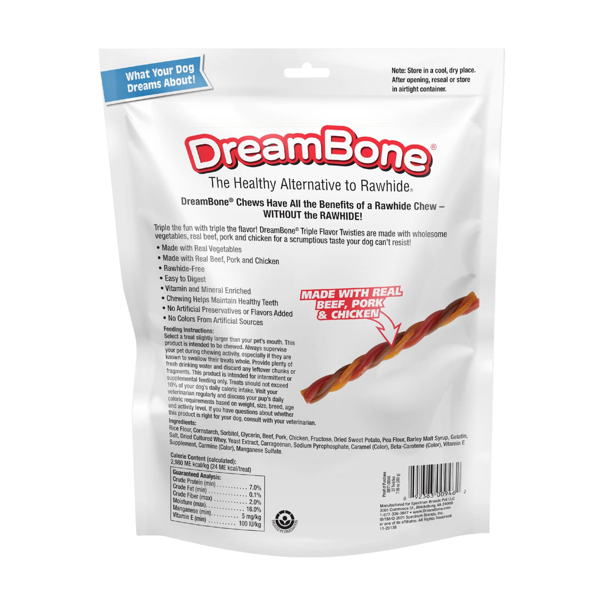 Rawhide-Free Dog Treats with Real Protein, 25 Count J558677