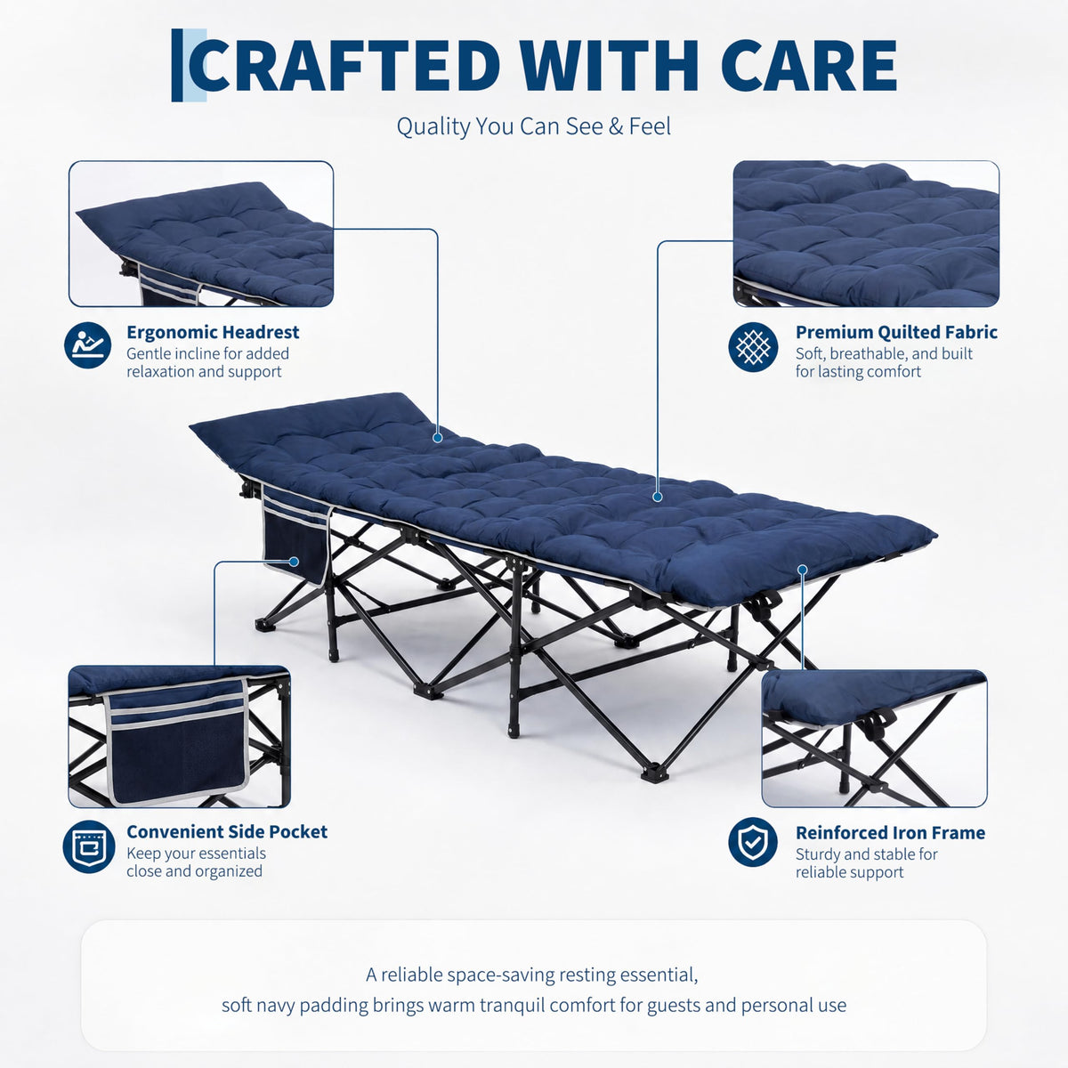 Blue 600 Lb Capacity Folding Camping Cot J42420