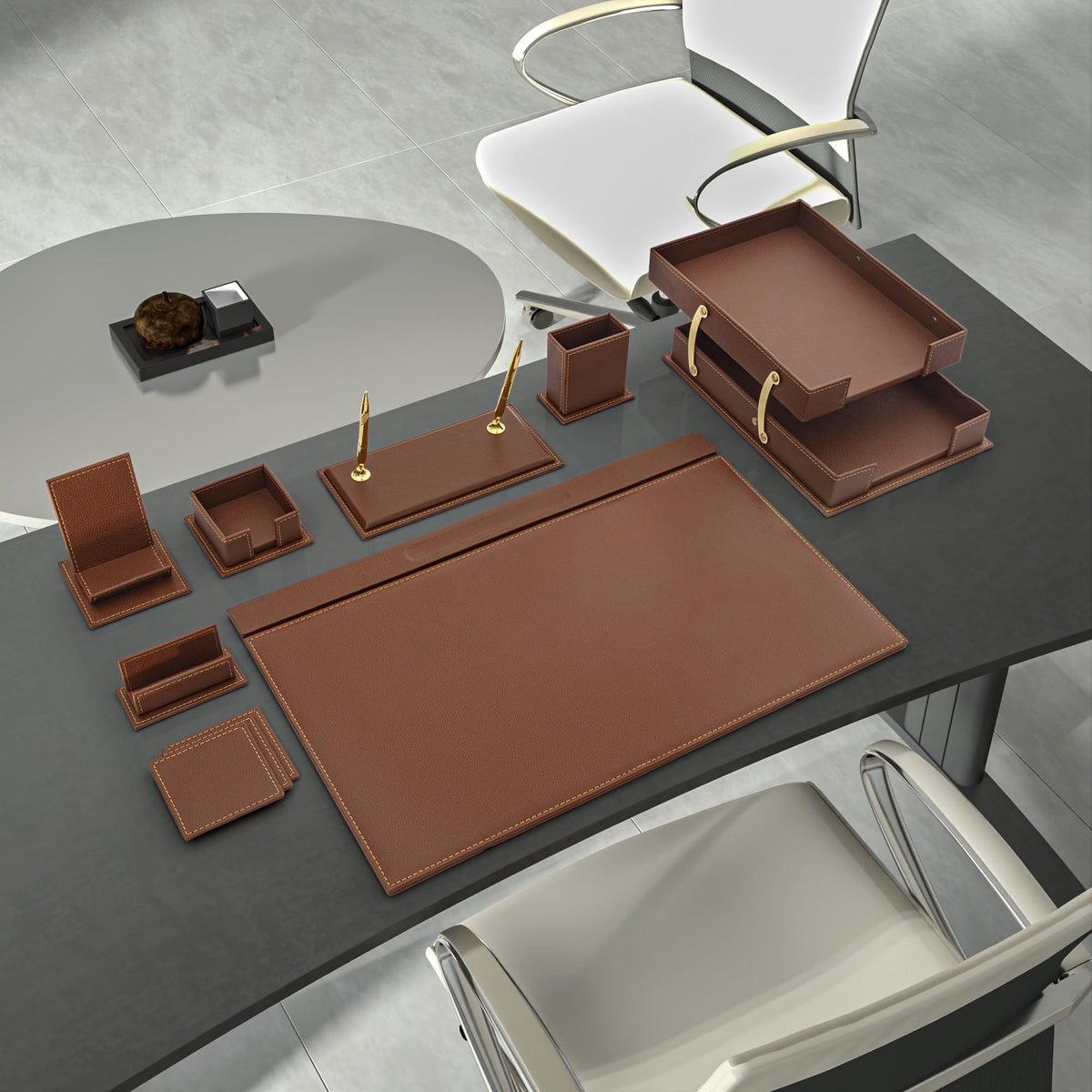 12-Piece Leather Desk Organizer Set V673861