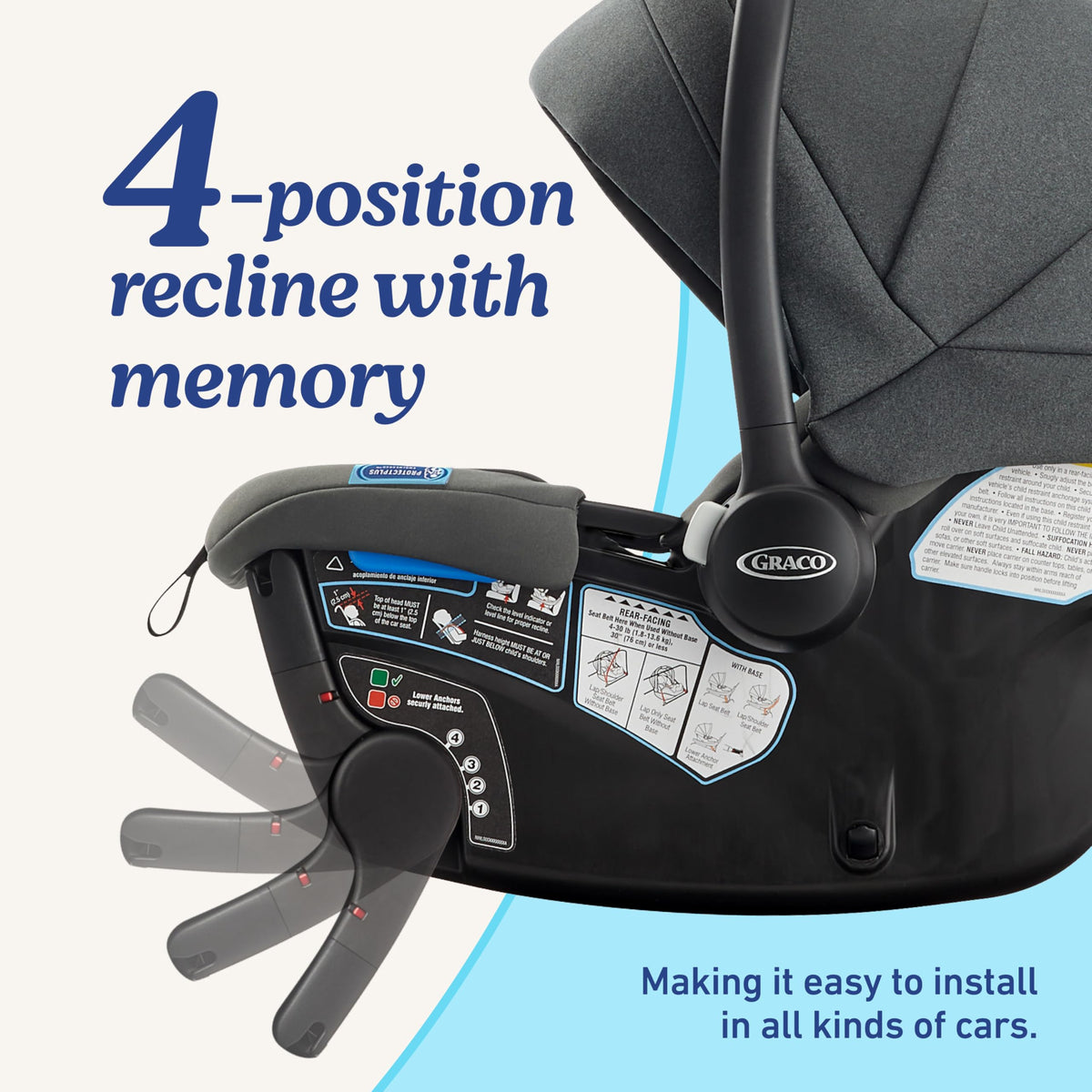 Infant Car Seat, Lightweight, Reclining Rear Facing P57818