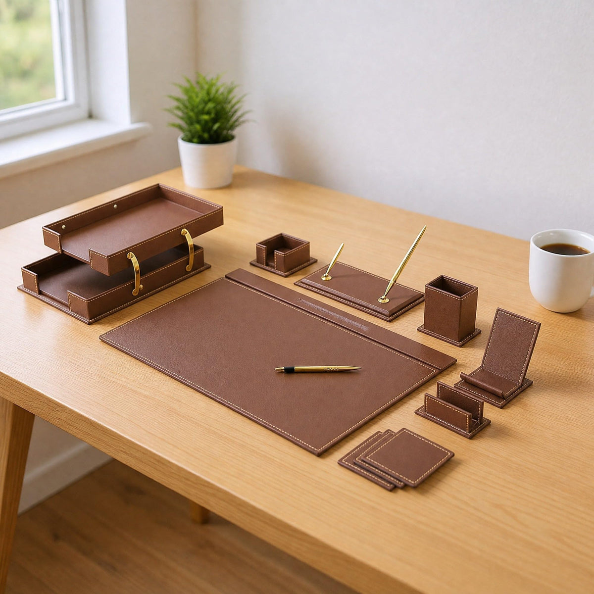 12-Piece Leather Desk Organizer Set V673861
