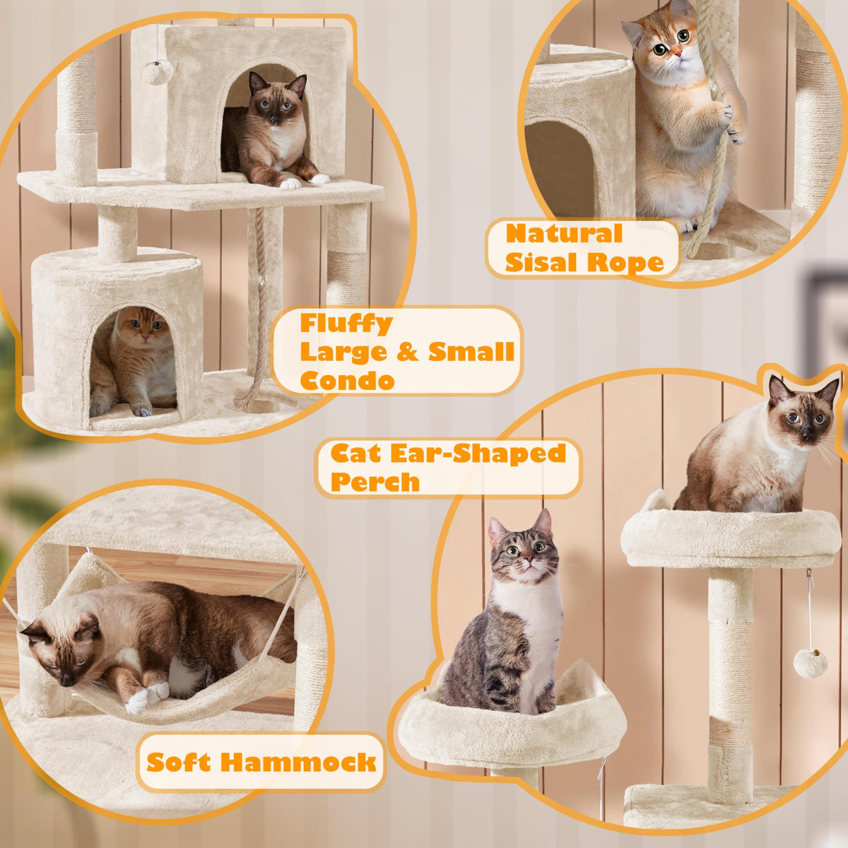 Beige 70.5in Multi-Level Cat Tree Y3125