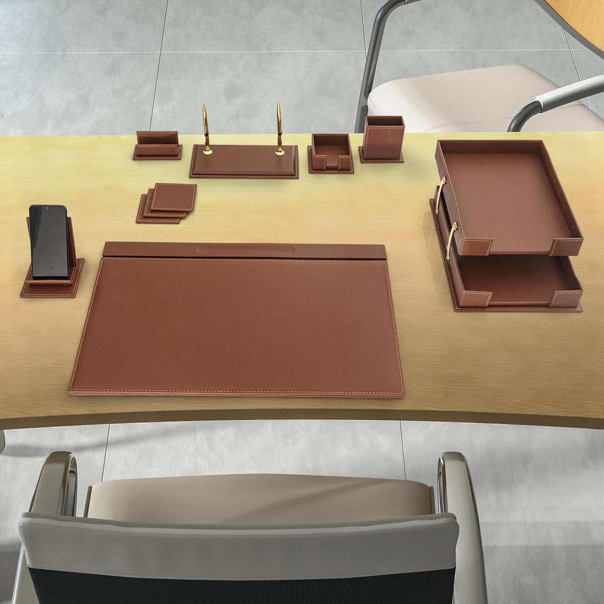 12-Piece Leather Desk Organizer Set V673861