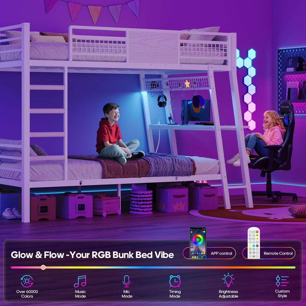 Twin Over Twin Bunk Beds with Desk S437728