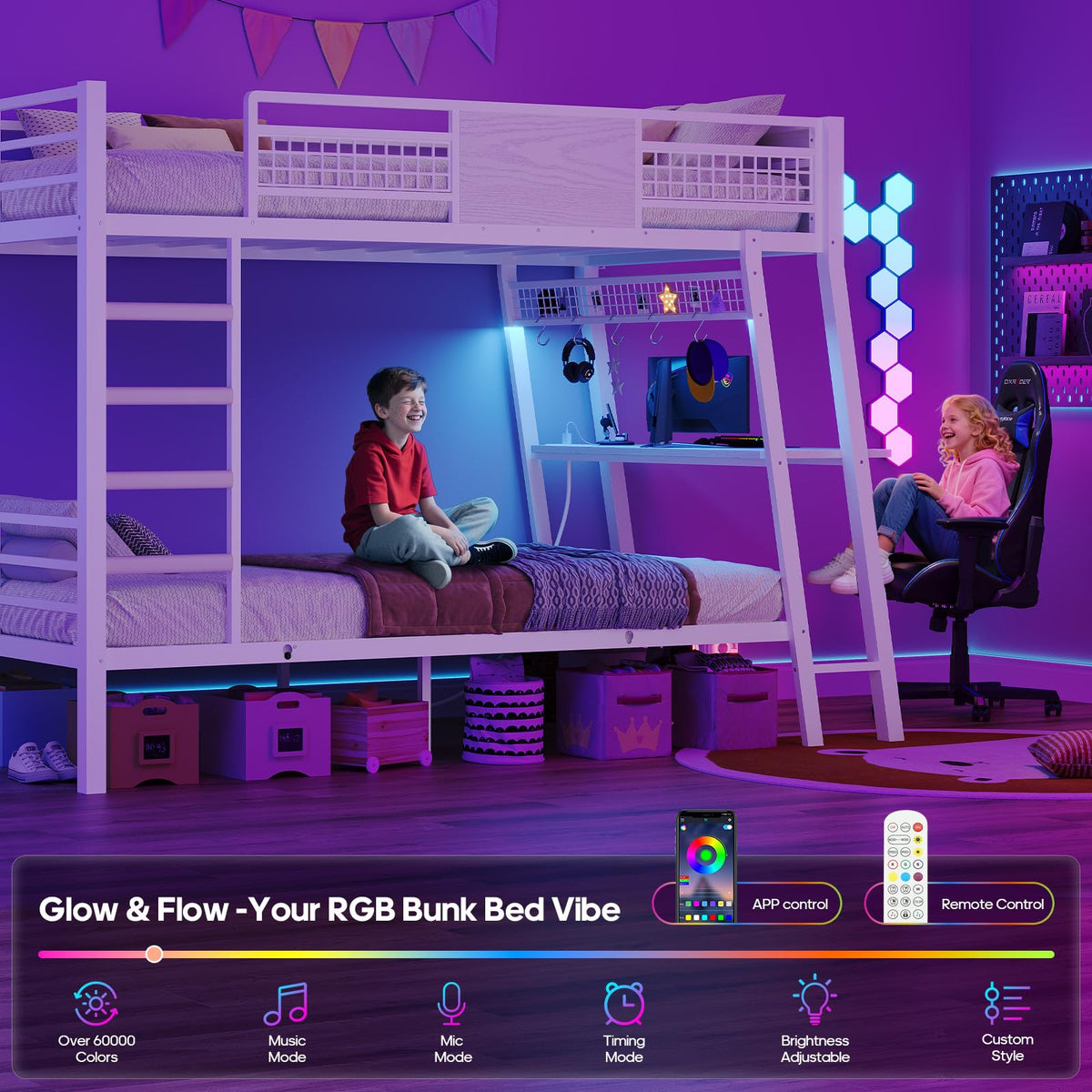 Twin Over Twin Bunk Beds with Desk S437728