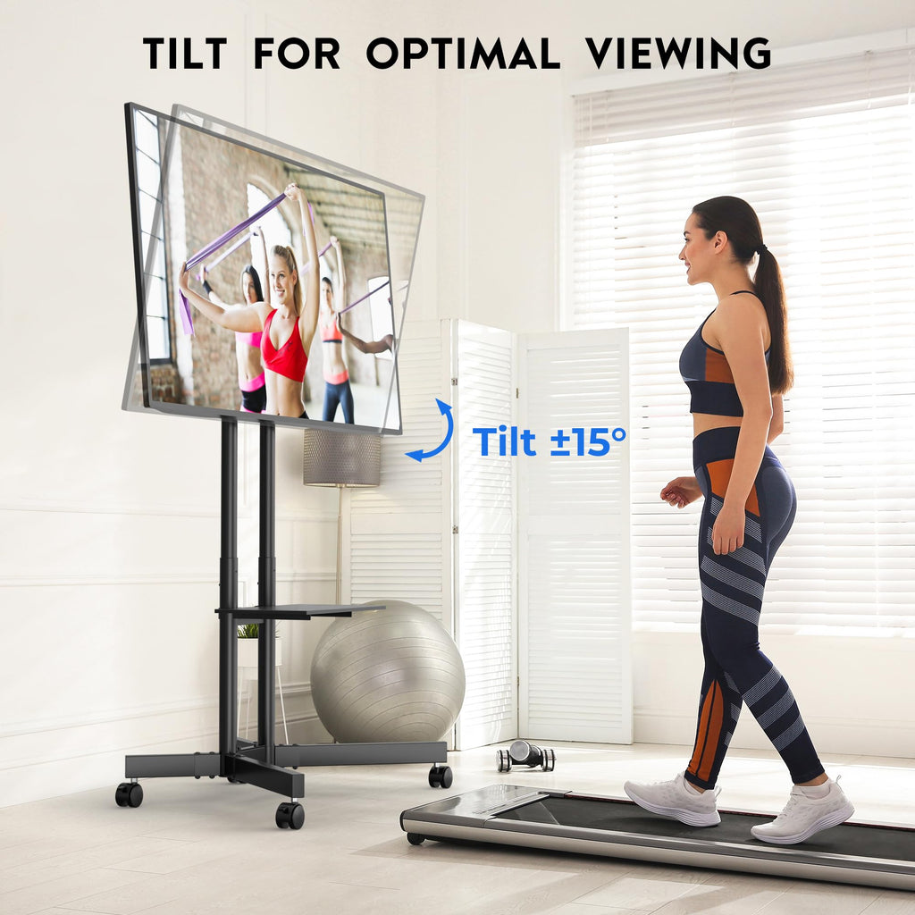 Rolling TV Stand with Tilt, Black X260