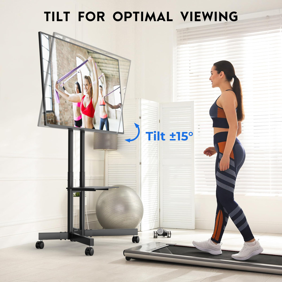 Rolling TV Stand with Tilt, Black X260