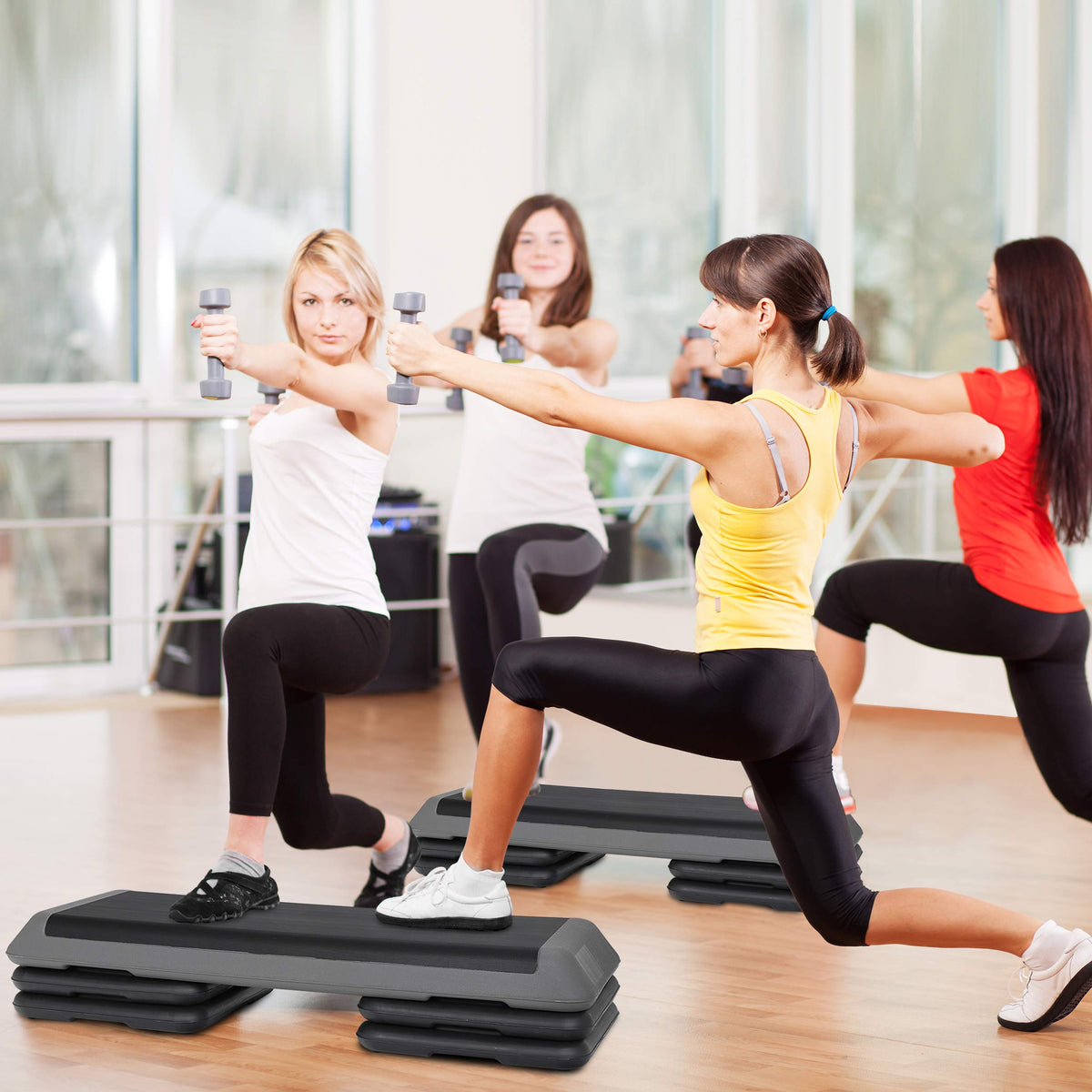 43 inch Adjustable Aerobic Exercise Step Platform with 4 Risers X232782