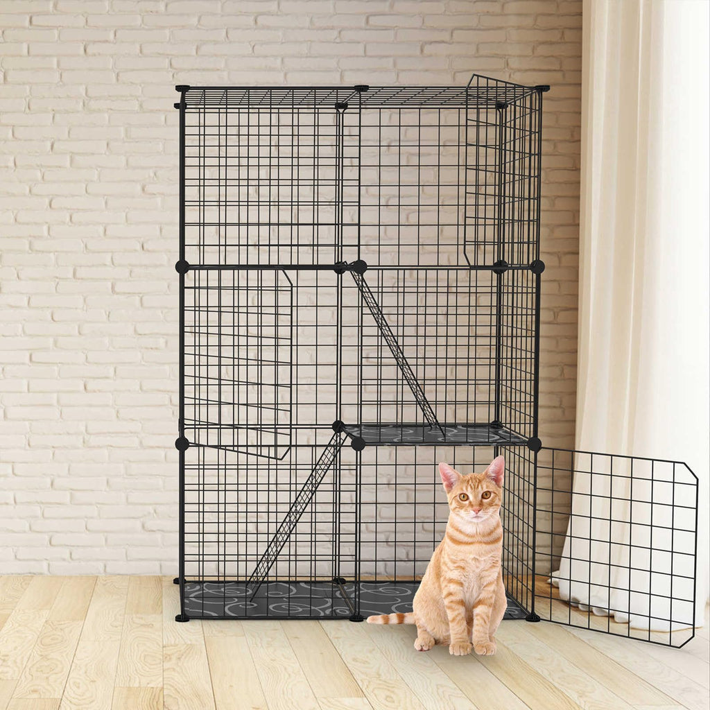 3-Tier Cat Cage with 3 Doors 2 Ramp Ladders C481