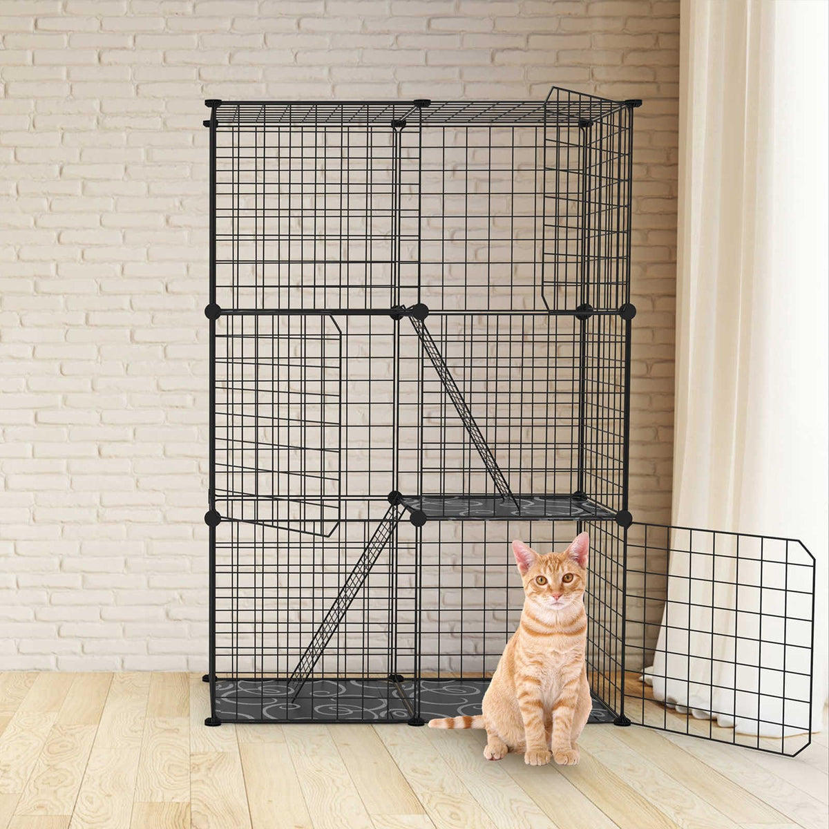 3-Tier Cat Cage with 3 Doors 2 Ramp Ladders C481