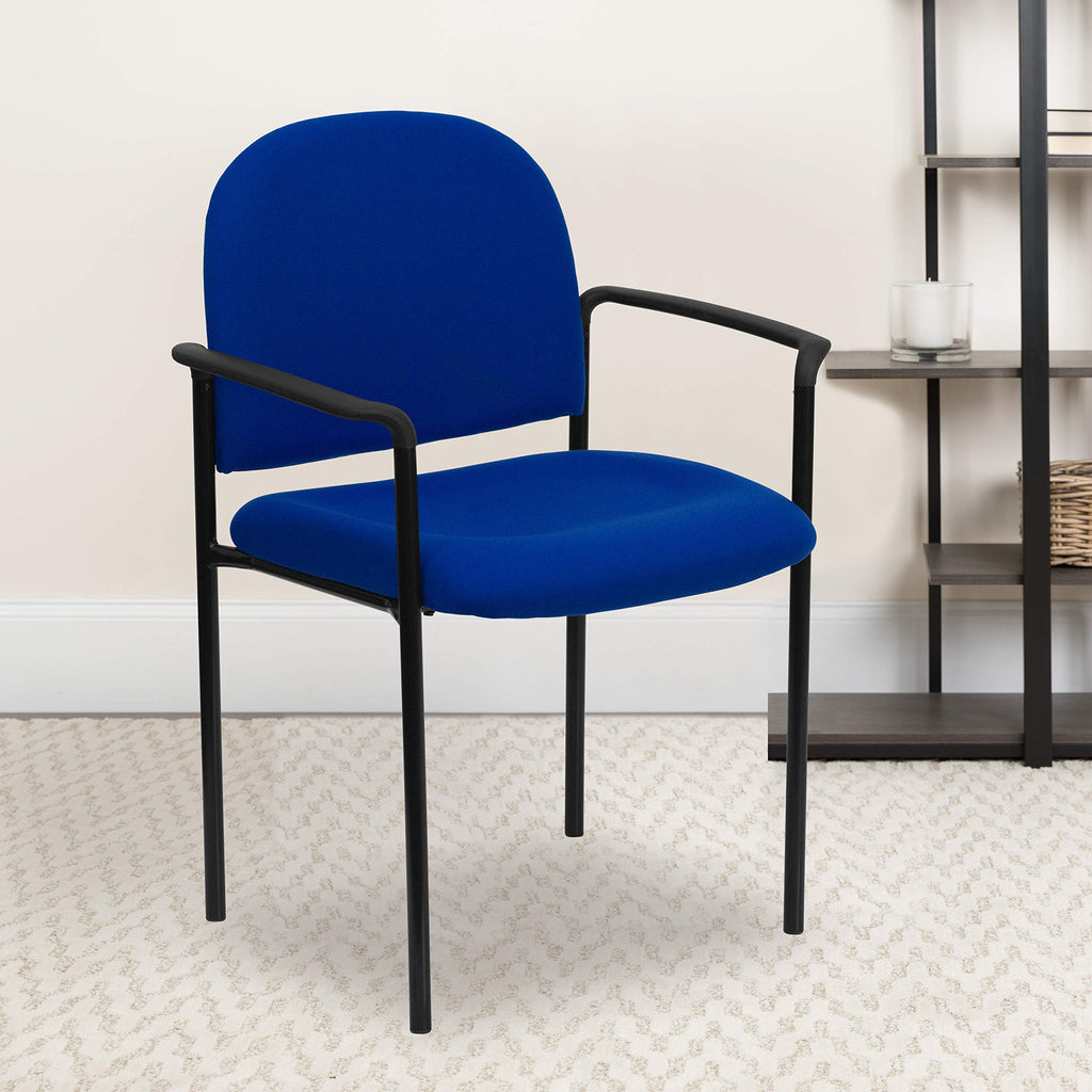 Navy Fabric Stackable Steel Side Chair U729