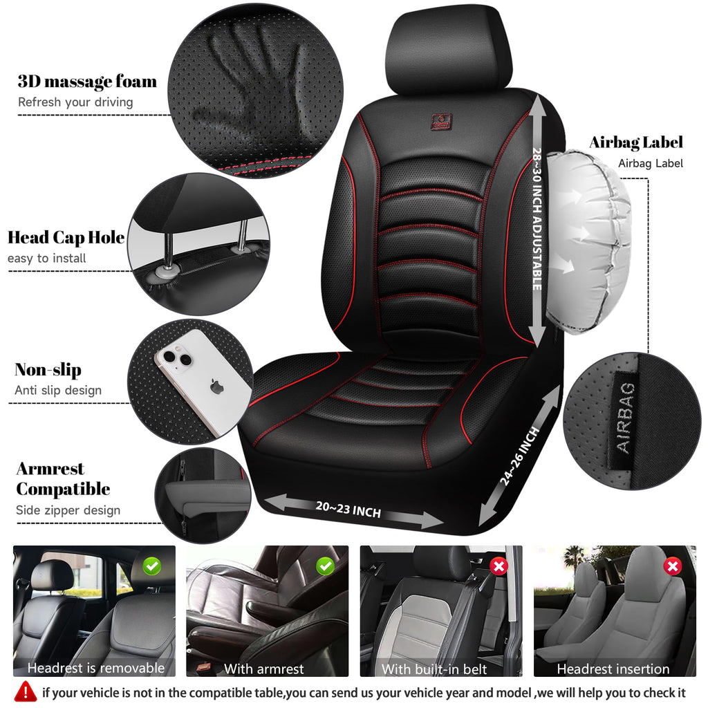 3D Foam PU Leather Car Seat Covers Full Set W697