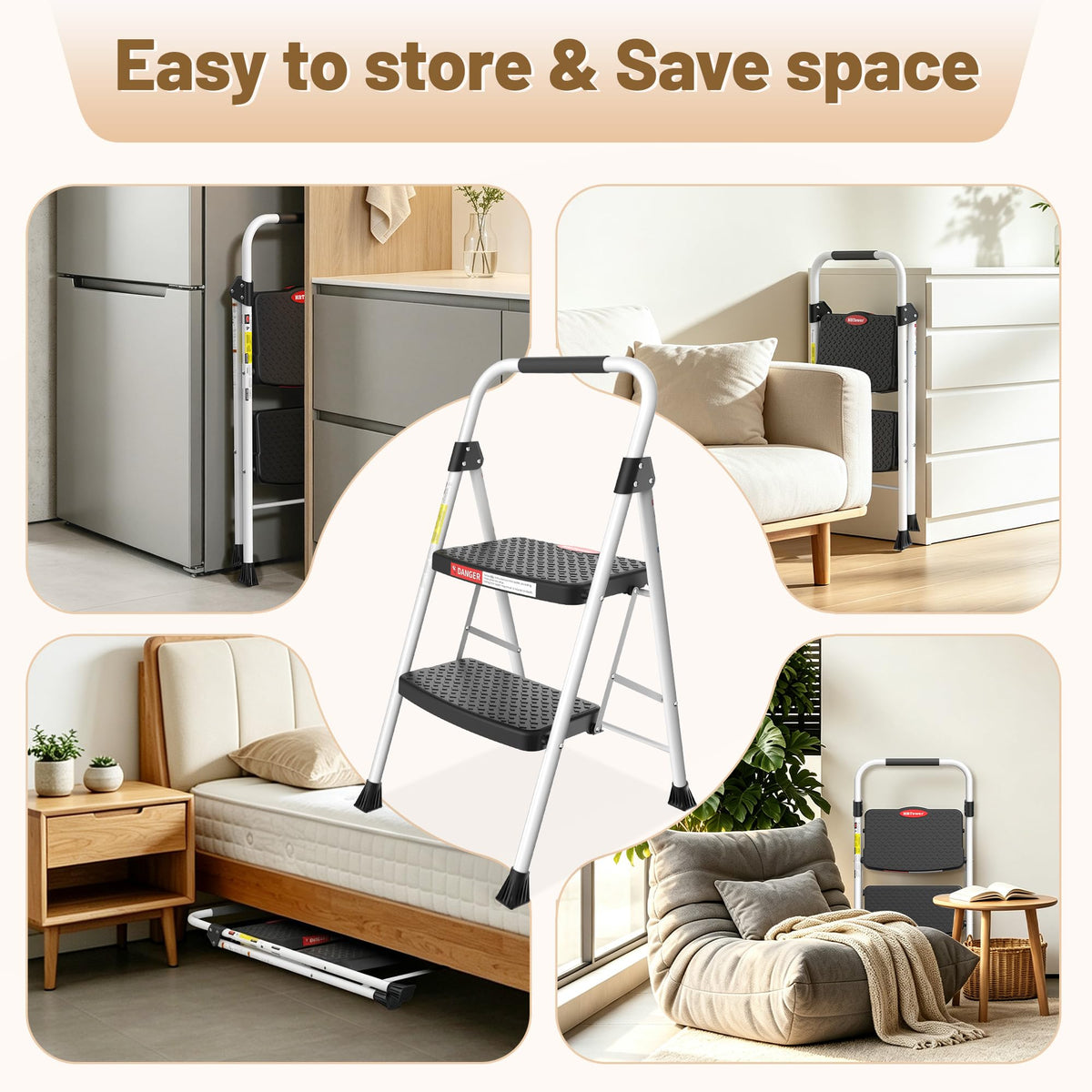 2 Step Ladder with Anti-Slip Pedal Y701