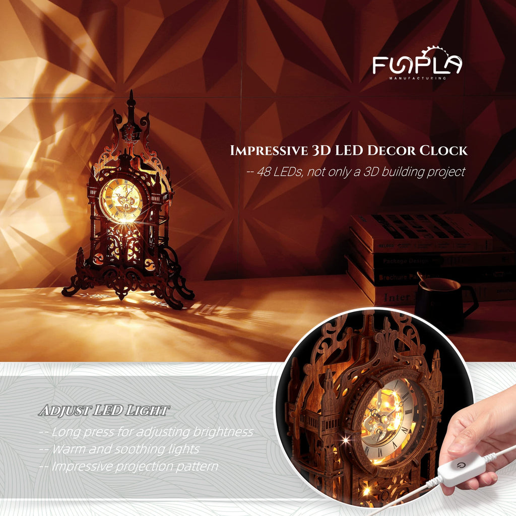 LED 3D Wood Puzzle Clock Tower C788675