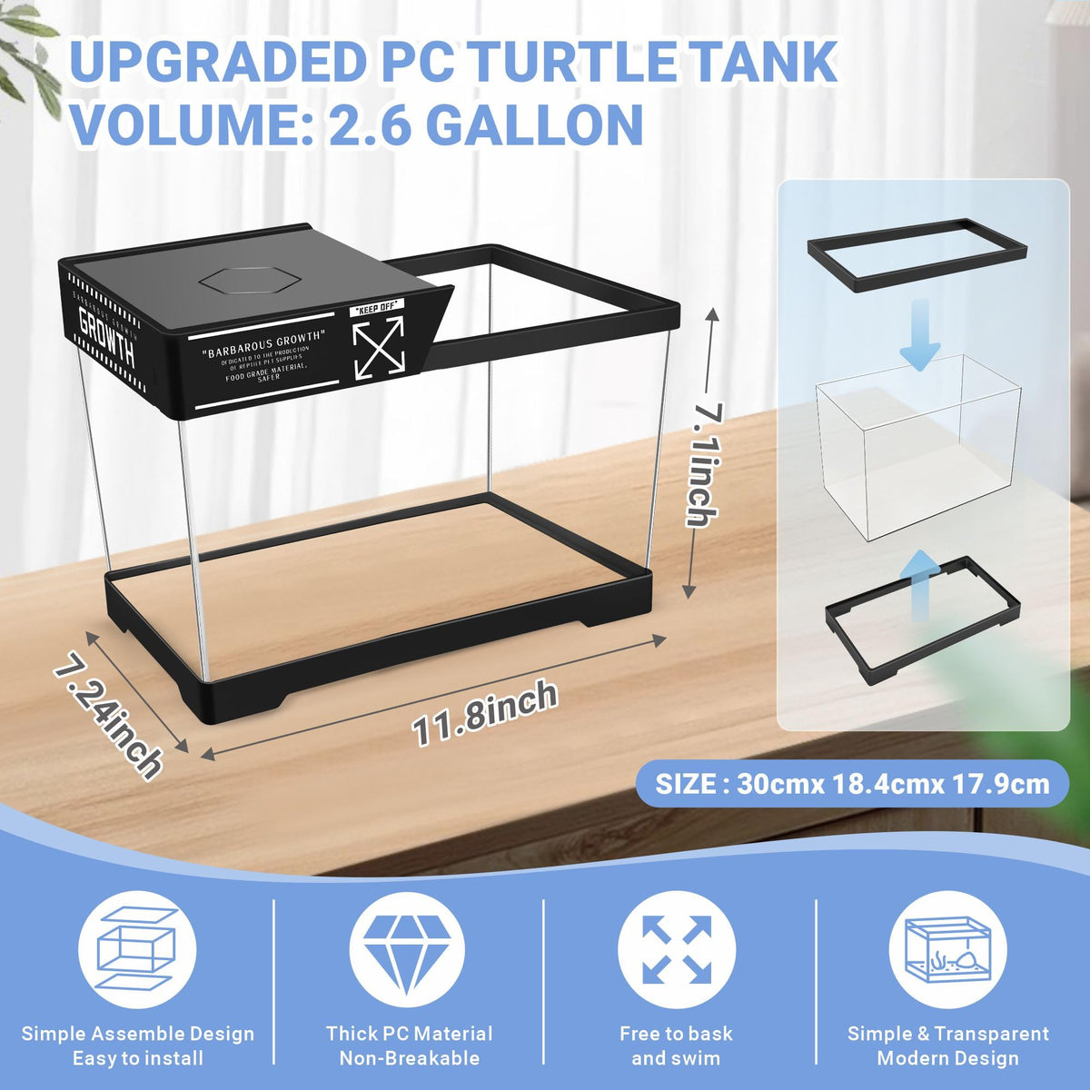 Mini Turtle Tank Kit with Adjustable Lamp and Lid K364836