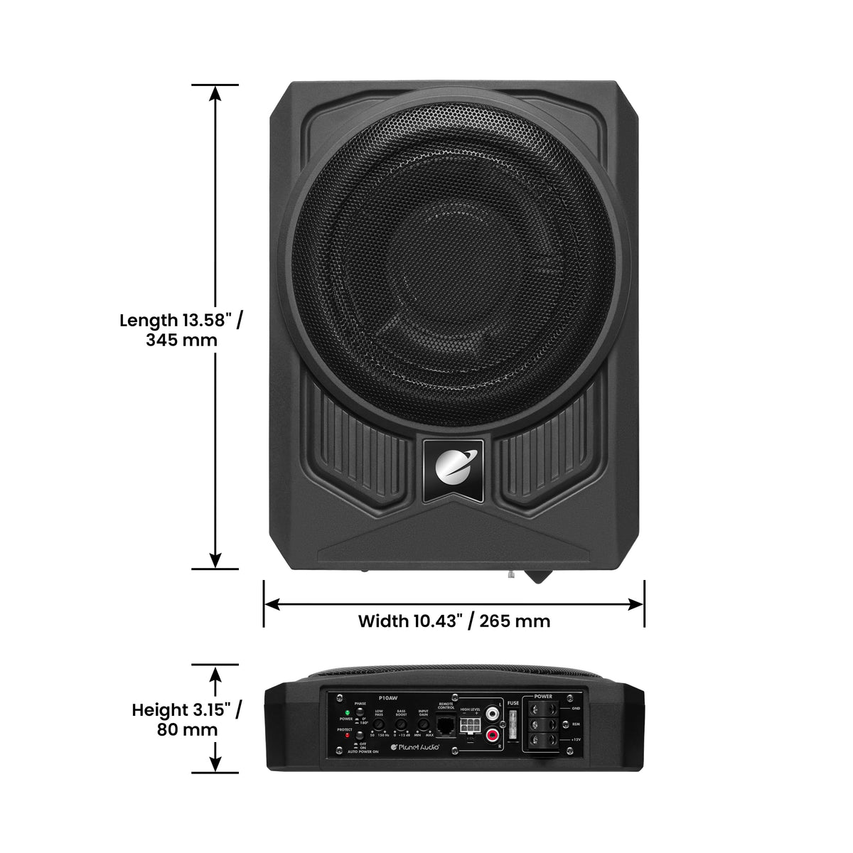 10 Inch 1000 Watt Powered Car Subwoofer and Wiring Kit U435
