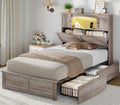 Twin Size Wood Platform Bed Frame with Bookcase Storage Headboard and 4 Drawers M433024