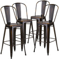 Distressed Copper Metal Indoor-Outdoor Barstool with Back M555700