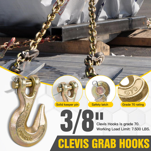 3/8" Clevis Grab Hooks 4 Pack Heavy Duty Chain Hook J6592