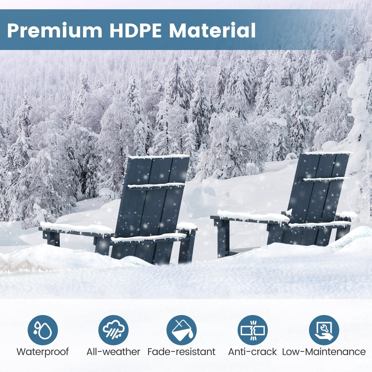 52” Tall HDPE Adirondack Chair Set of 4 Navy K157813