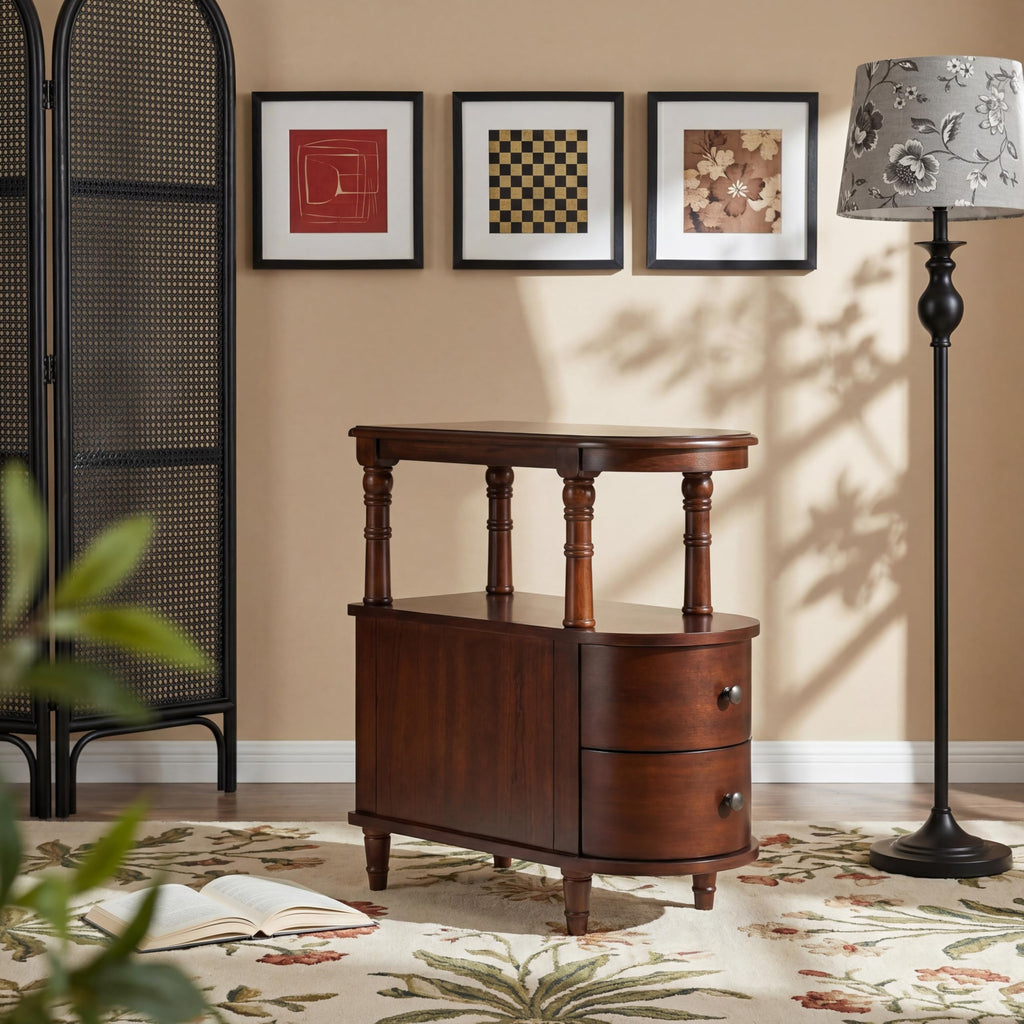 Solid Wood End Table with 2 Drawers K7939