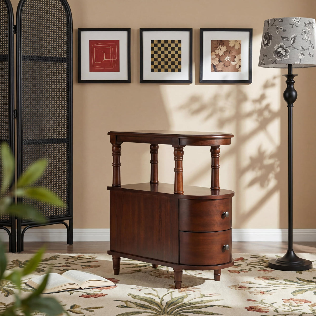 Solid Wood End Table with 2 Drawers K7939