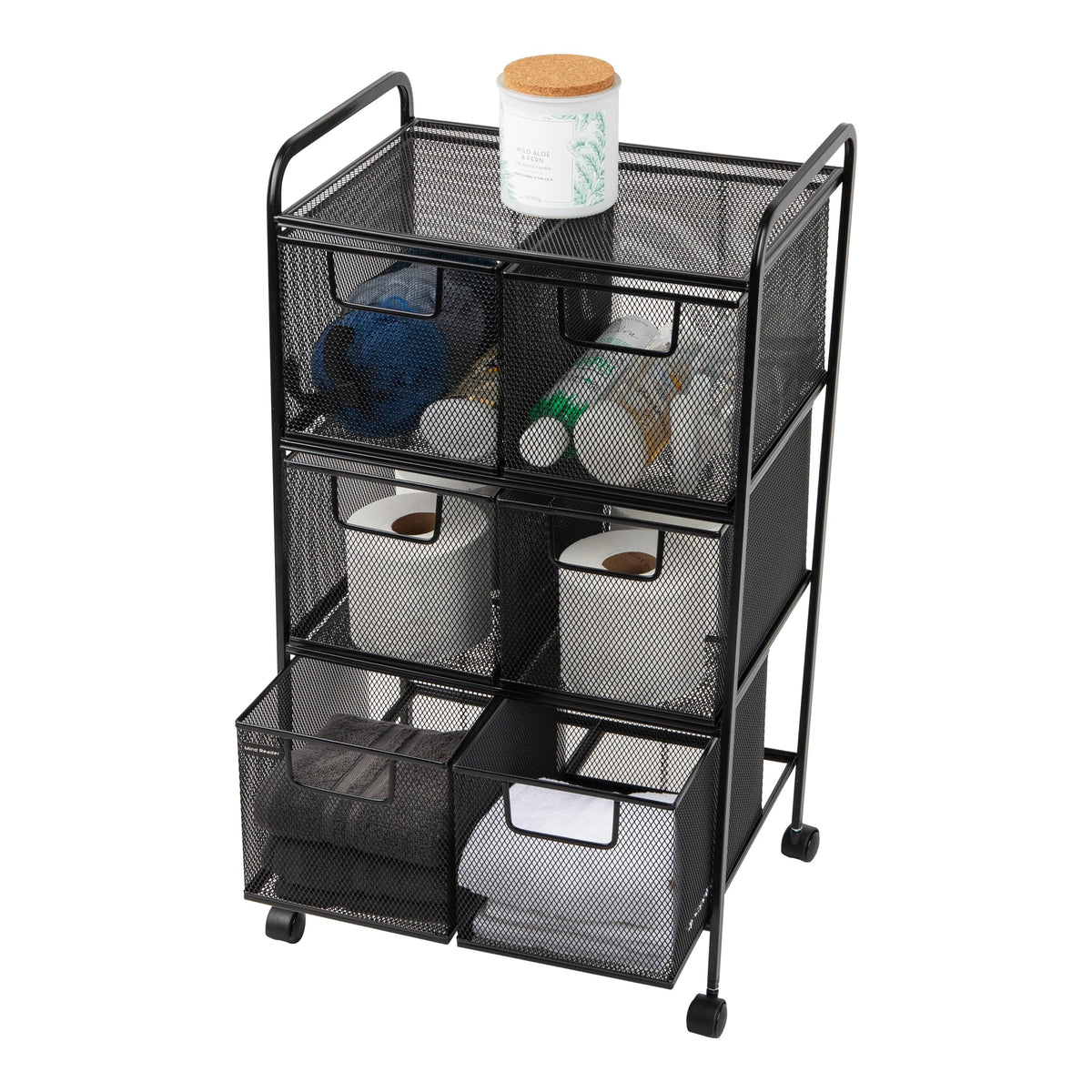 Black Rolling Cart with Drawers S388