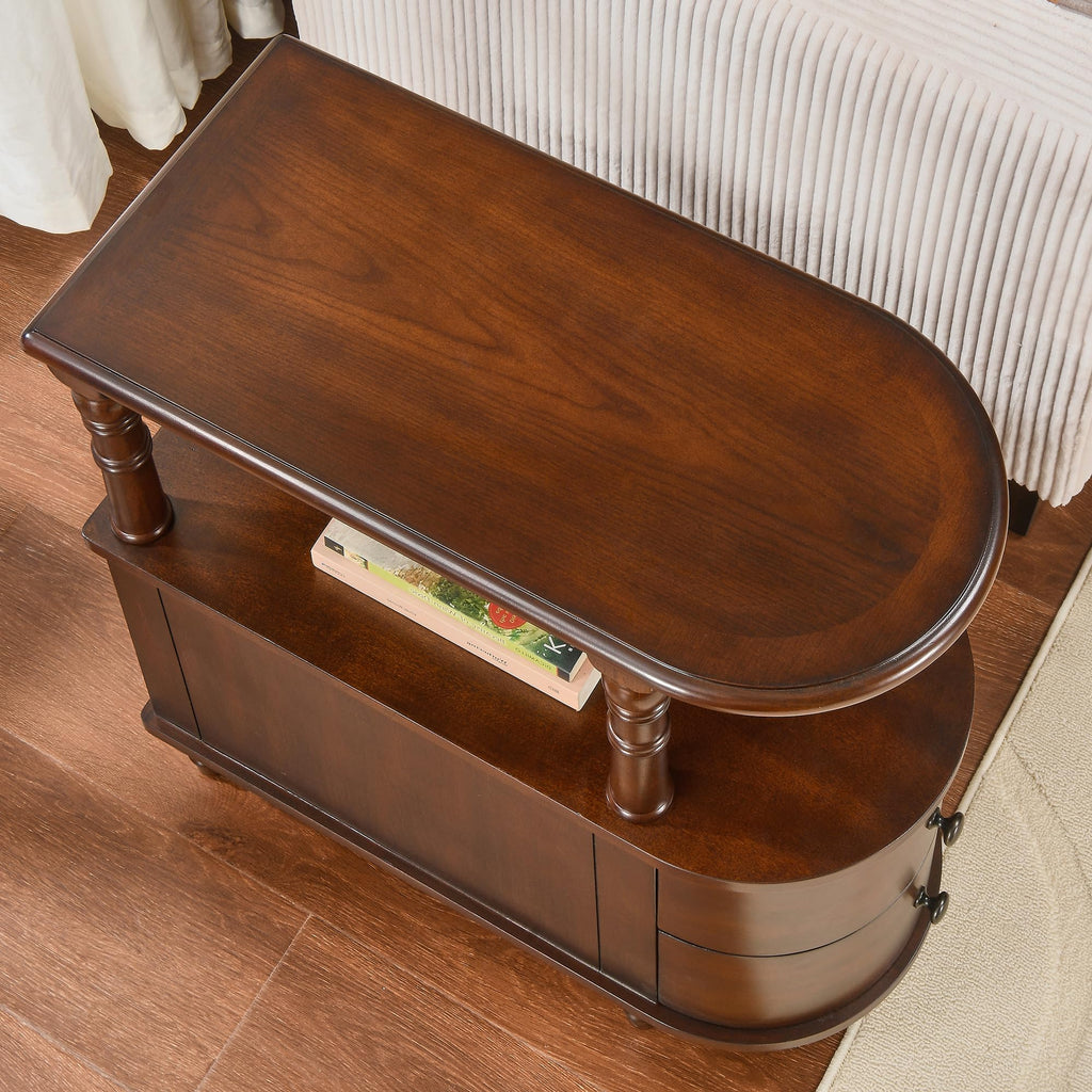 Solid Wood End Table with 2 Drawers K7939