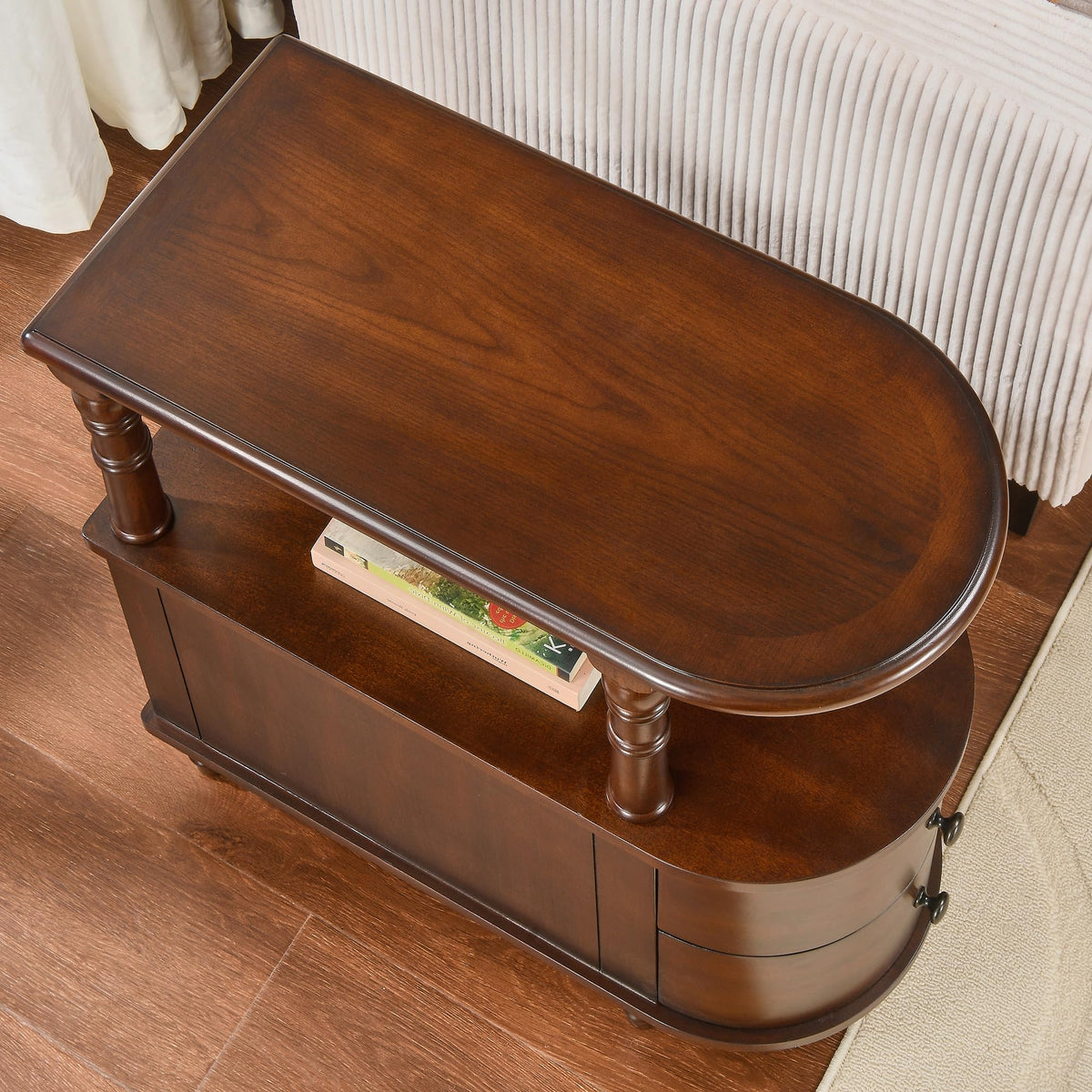 Solid Wood End Table with 2 Drawers K7939