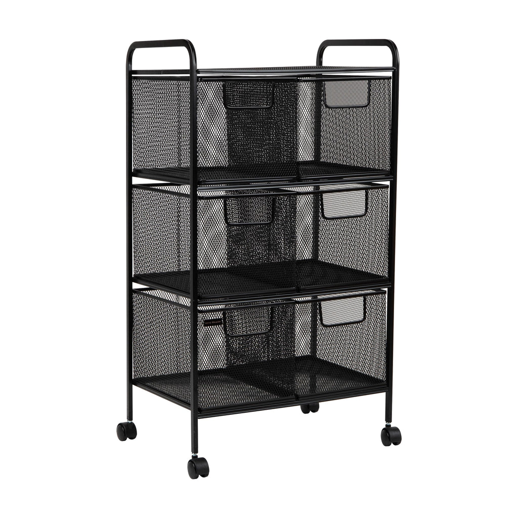 Black Rolling Cart with Drawers S388