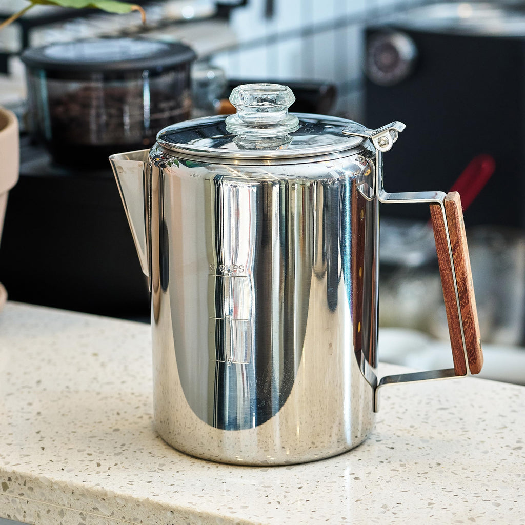 Stainless Steel 9 Cup Camping Coffee Percolator H332336