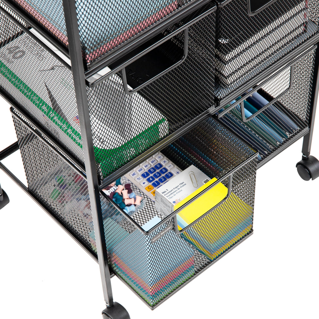 Black Rolling Cart with Drawers S388