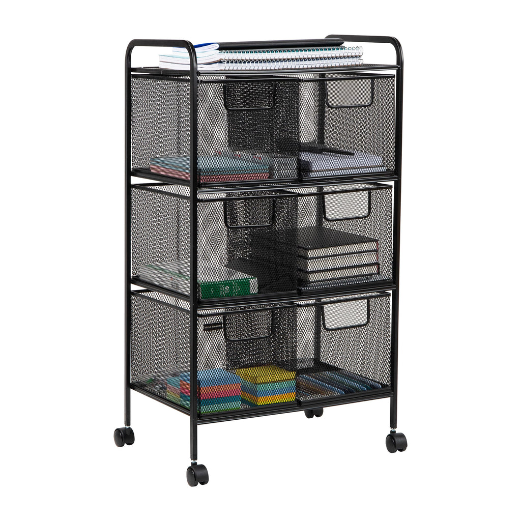 Black Rolling Cart with Drawers S388