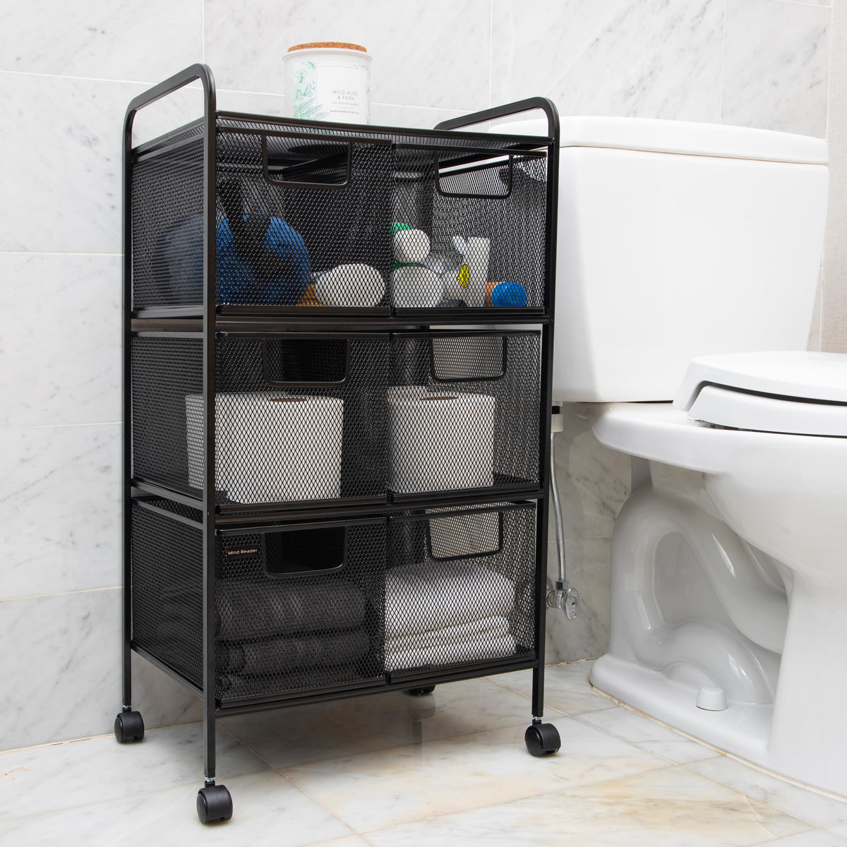 Black Rolling Cart with Drawers S388