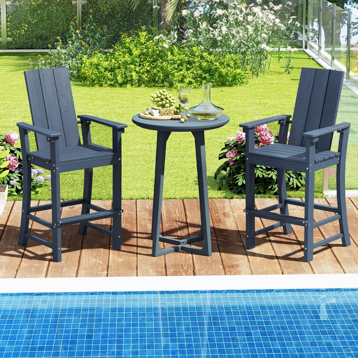 52” Tall HDPE Adirondack Chair Set of 4 Navy K157813
